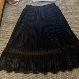 Ultra Pink Black Pleated Midi Skirt